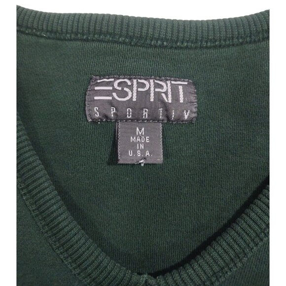 Vintage 90s Esprit Sportiv Spellout Usa Made V Neck Preppy Green Sweatsh… - Picture 4 of 6